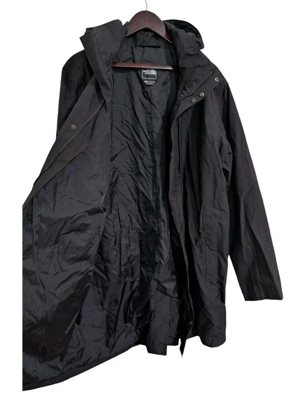 The North Face HyVent Black Hooded Rain Jacket Parka Men's XL